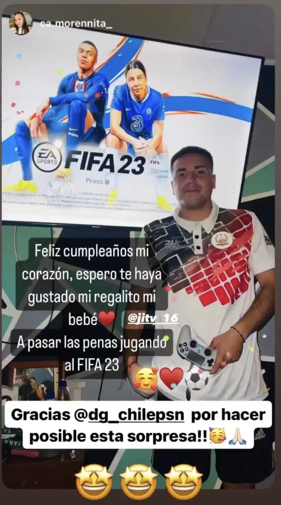 Cliente agradeciendo a PSNCHILE por hacer posible un regalo
