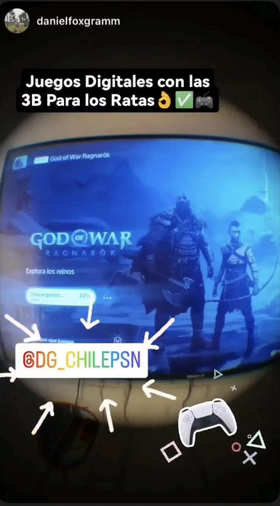Cliente mostrando God of War Ragnarök instalado y recomendando los juegos digitales de PSNCHILE