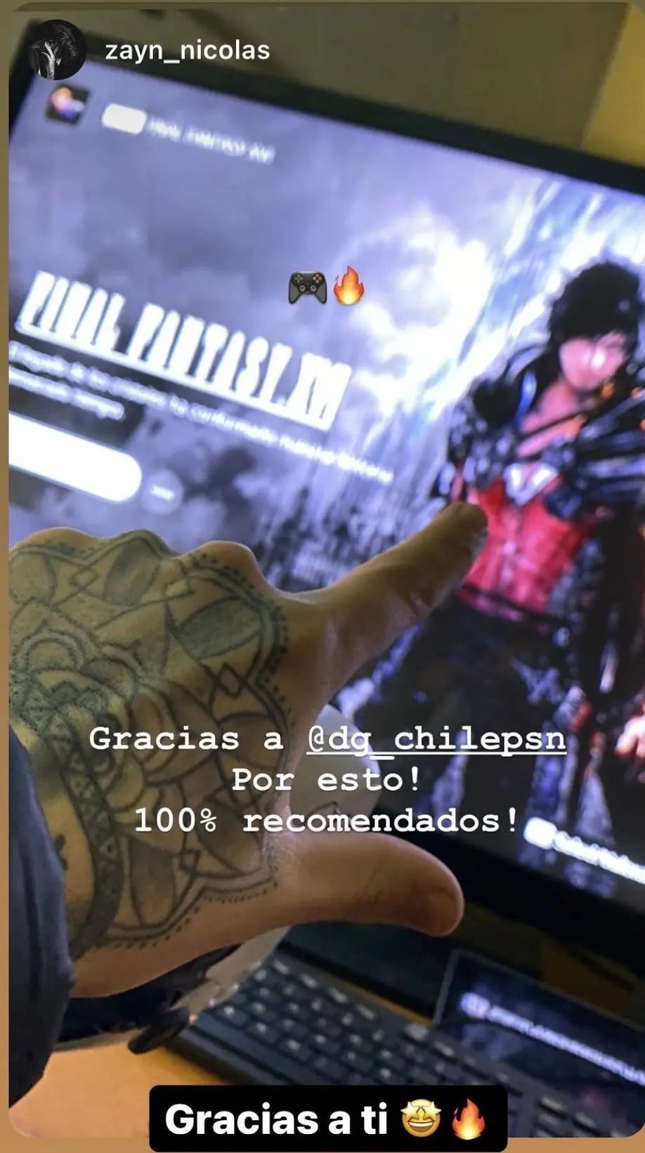 Cliente agradeciendo a PSNCHILE y recomendando el servicio