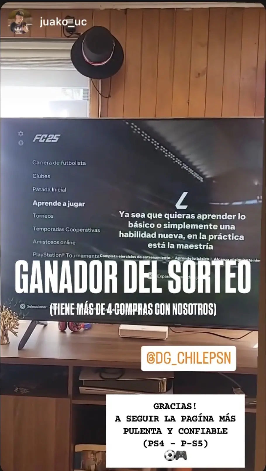 Cliente frecuente de PSNCHILE mostrando EA Sports FC instalado